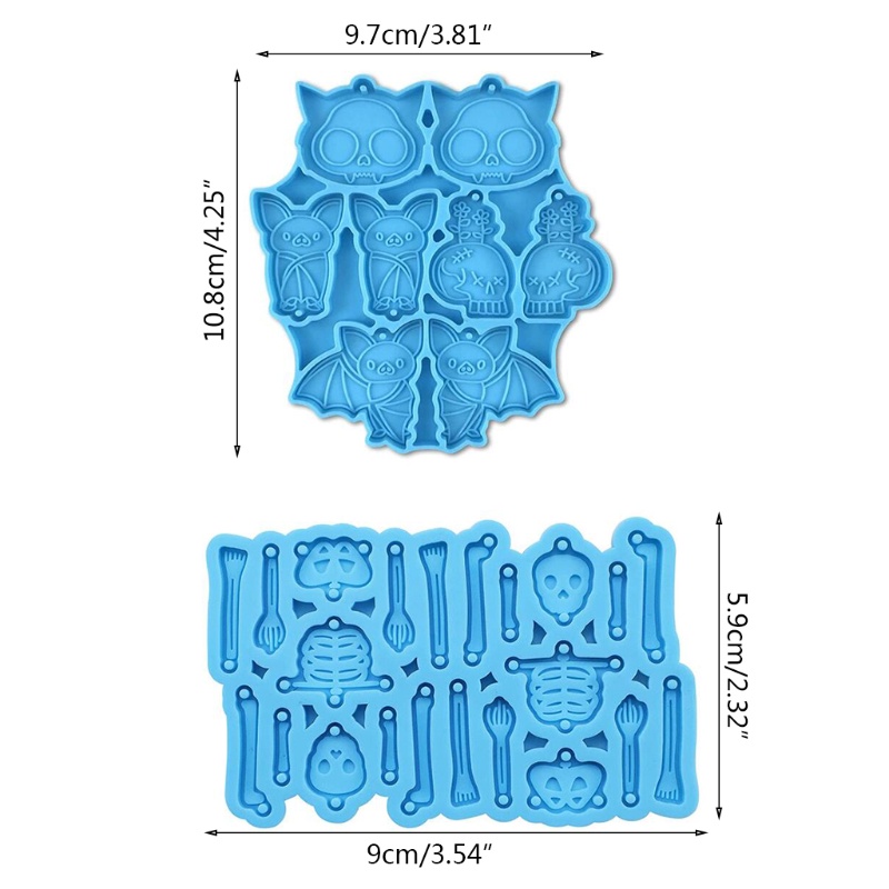 SIY  2 Pcs/Set Skull Bat Earrings Epoxy Resin Mold Ear Drop Dangle Pendant Silicone Mould DIY Crafts Jewelry Necklace Casting