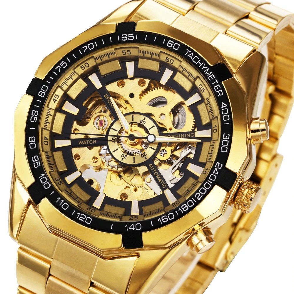 Winner Watch Men Skeleton Automatic Mechanical Watch Gold Skeleton Vintage Man Watch Mens FORSINING