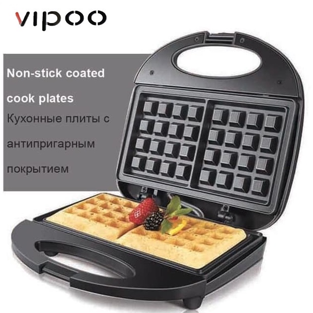 ALAT PEMBUAT WAFFLE/CROFFLE MAKER 2 LAPIS MEREK VIPOO V-885 PEMANGGANG TOASTER ROTI KUALITAS TERBAIK