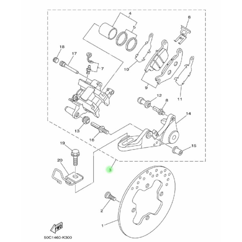 PALA BABI KALIPER CALIPER REM BELAKANG ASSY JUPITER MX 135 NEW NJMX ORIGINAL YGP 50C-F580W-00