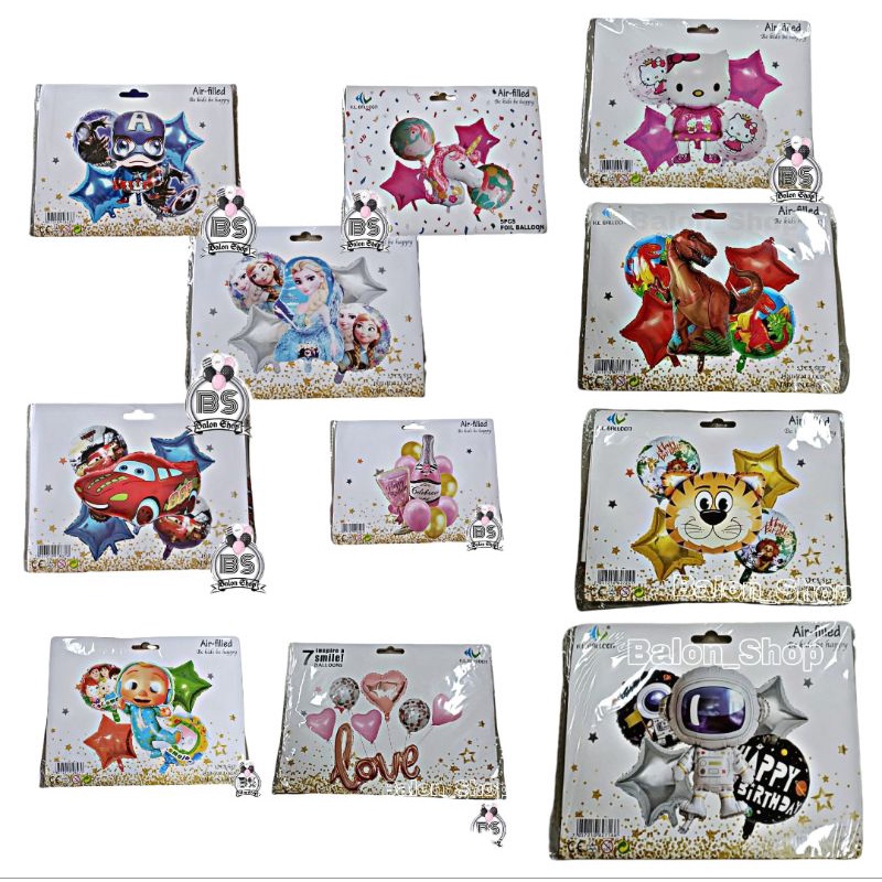 BALON FOIL SET KARAKTER / BALON SET BIRTHDAY PARYT / BALON PESTA