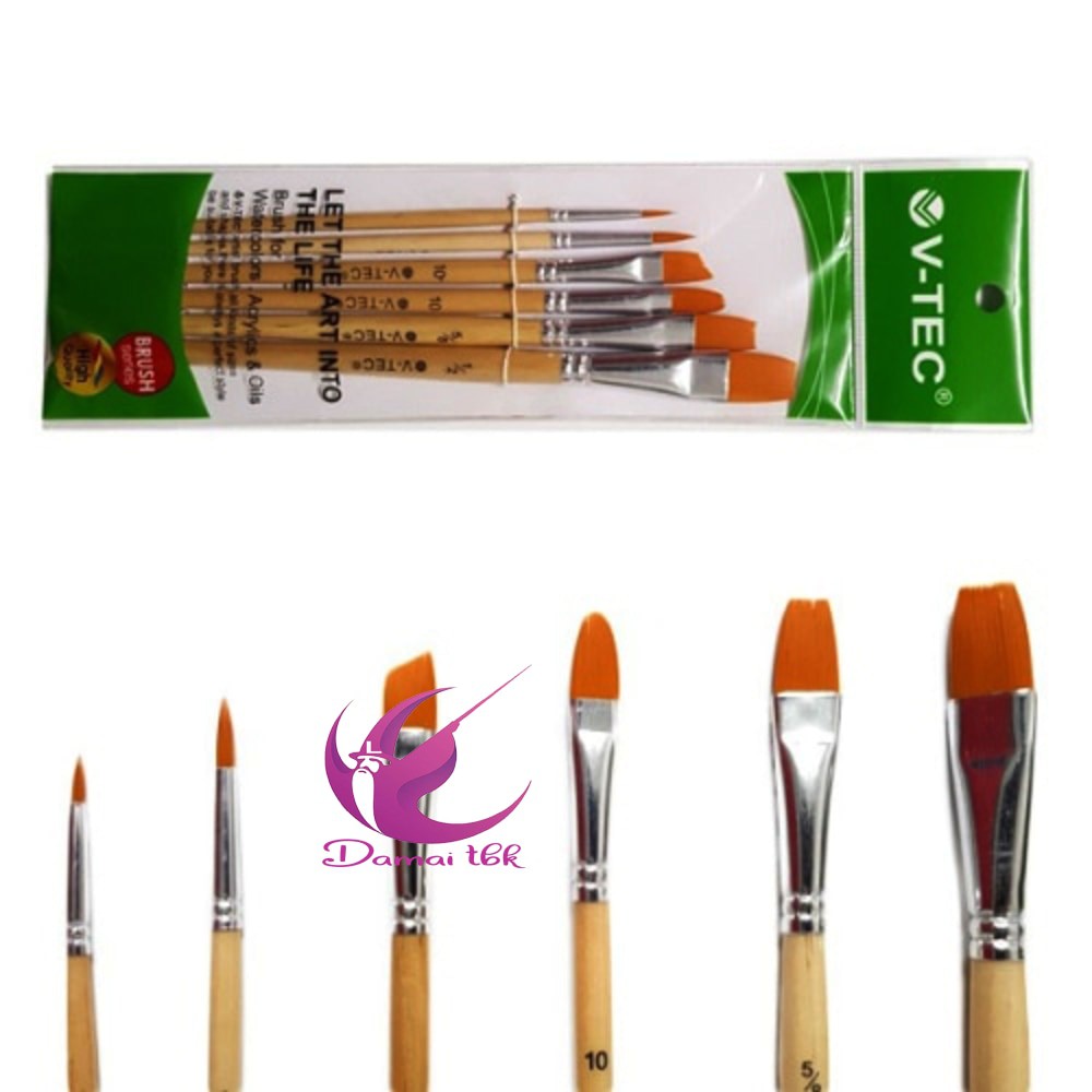 

V-Tec Brush A21547 Set 6 / Kuas Lukis Set 6