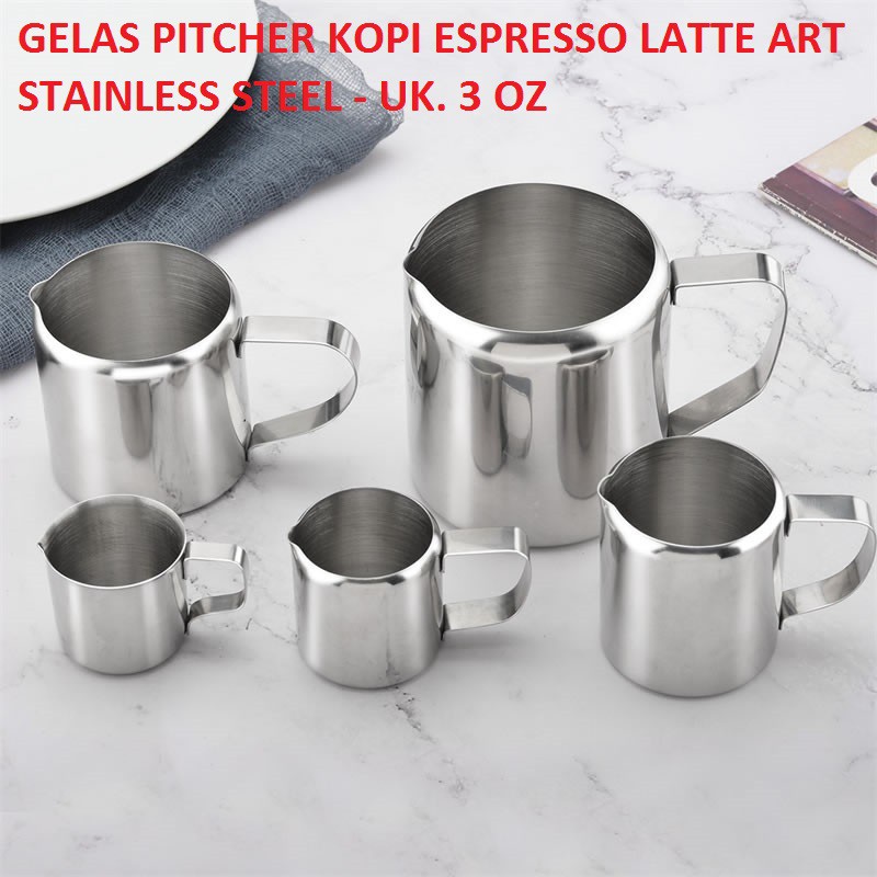 Gelas Pitcher Kopi Espresso Latte Art Stainless Steel 3 Oz - S06HG - Silver-DROHOEY