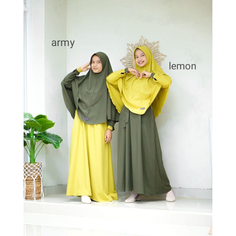 Gamis Modern Syari Nayla Lemon army