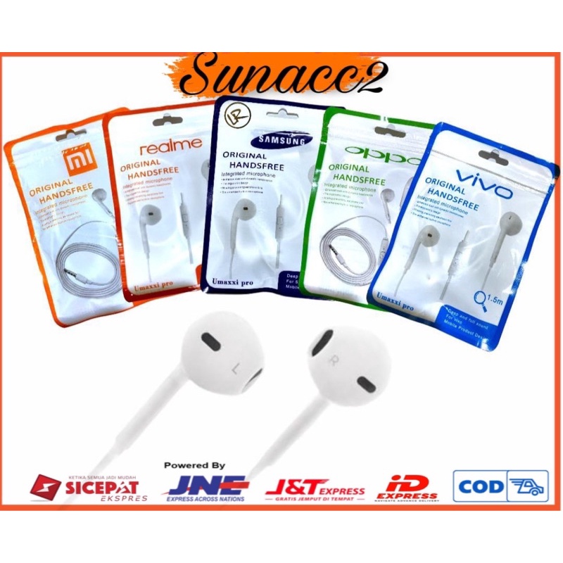 Hf Earphone Headset Branded R9/K8 Extra Super Bass Nirvana Samsung Oppo Xioami Vivo Hf