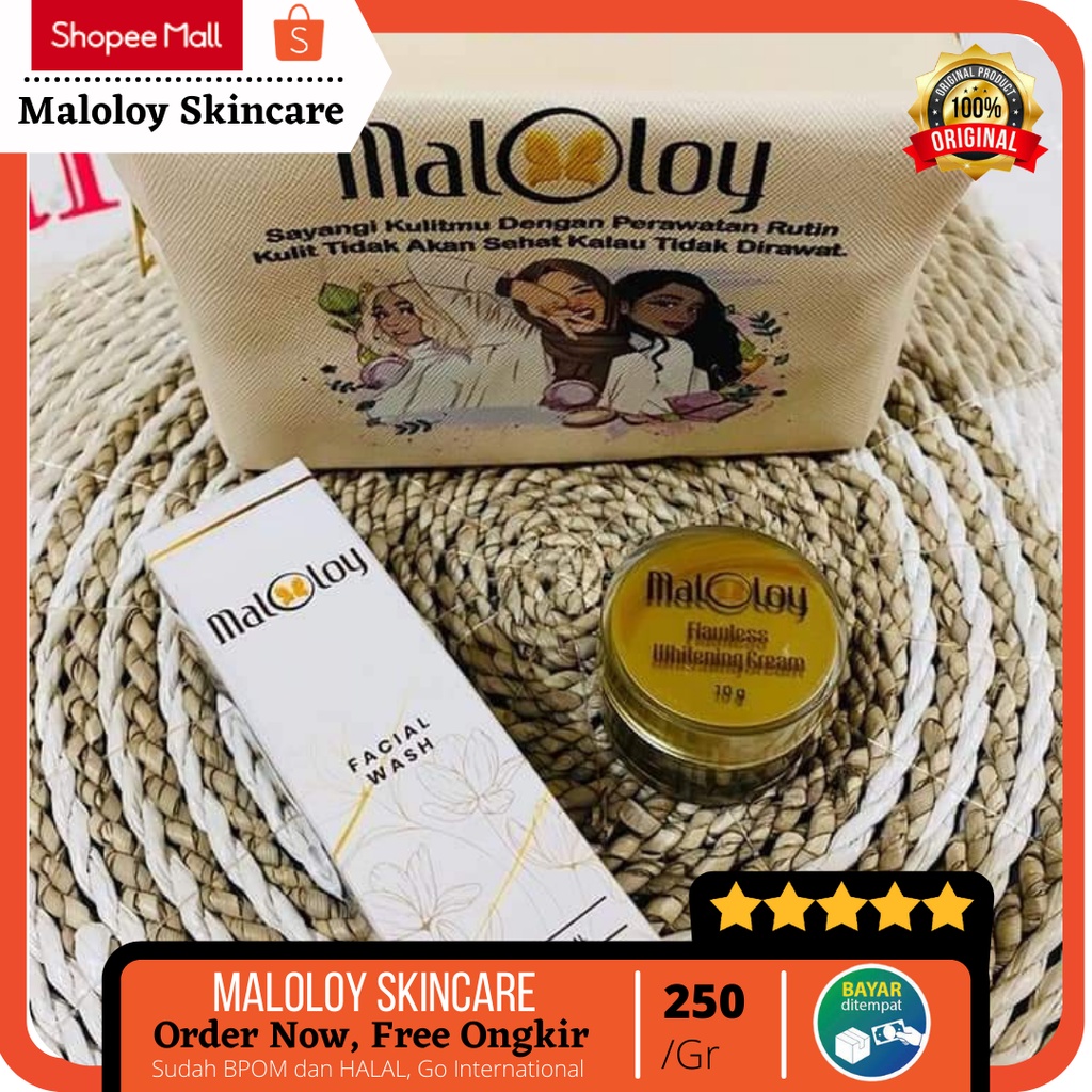 MALOLOY SKINCARE ORI (CREAM & FACIAL WASH) SKINCARENYA SULTHAN /GLOWING/JERAWAT/ BEKAS JERAWAT/ FLEK