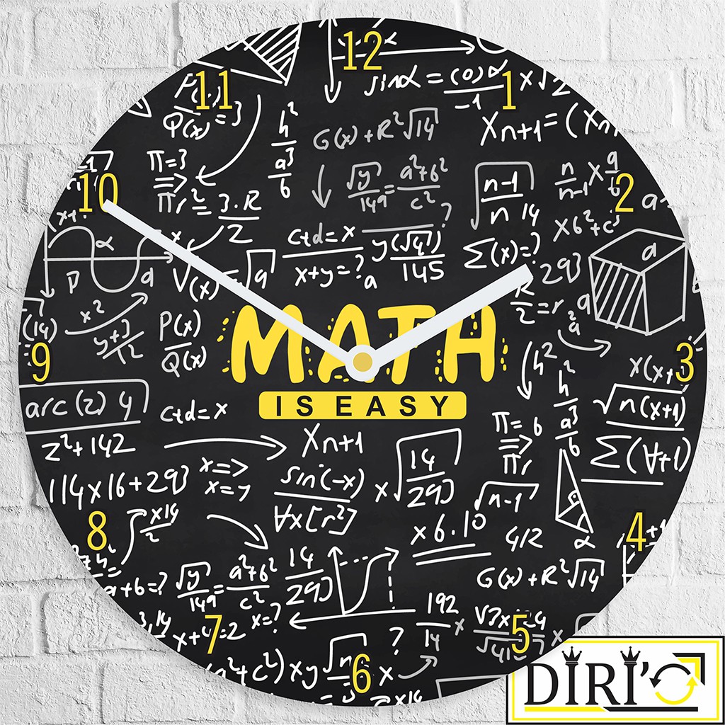 Jam Dinding Kayu Matematika Wall Clock Rumus Math Desain Unik Minimalis Murah-MTK 01