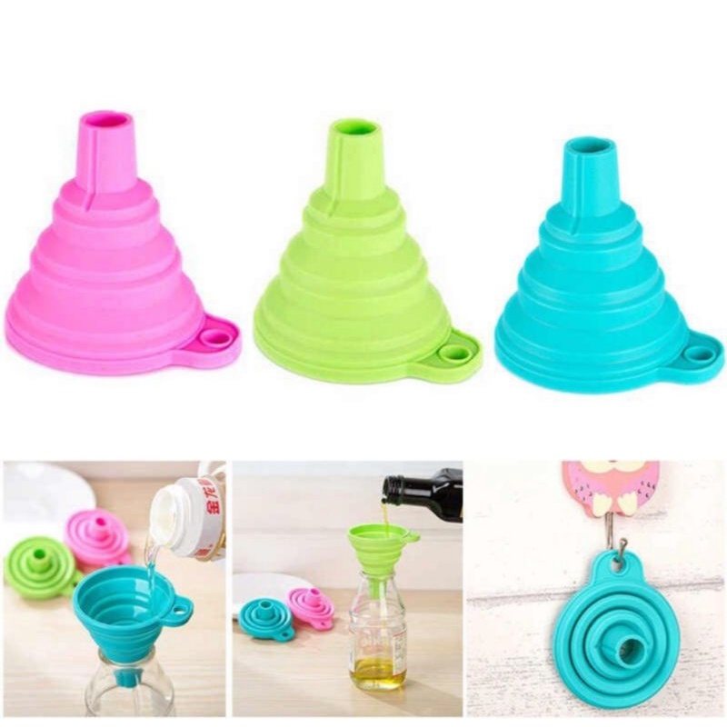 corong air , corong minyak lipat portabel silikon