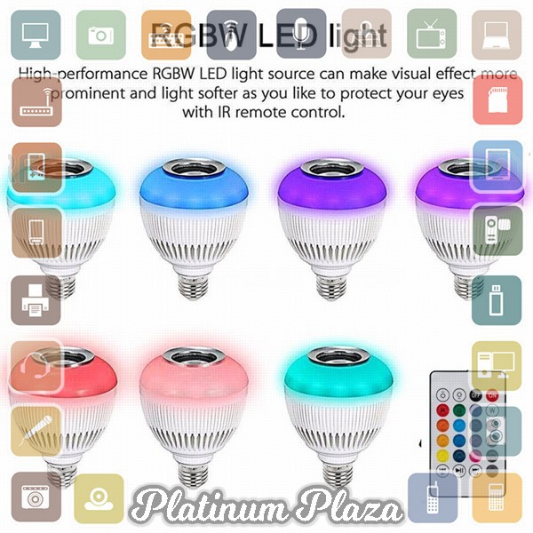 Bohlam LED RGB E27 12W with Bluetooth Speaker - YNL - White`RW6XYU-