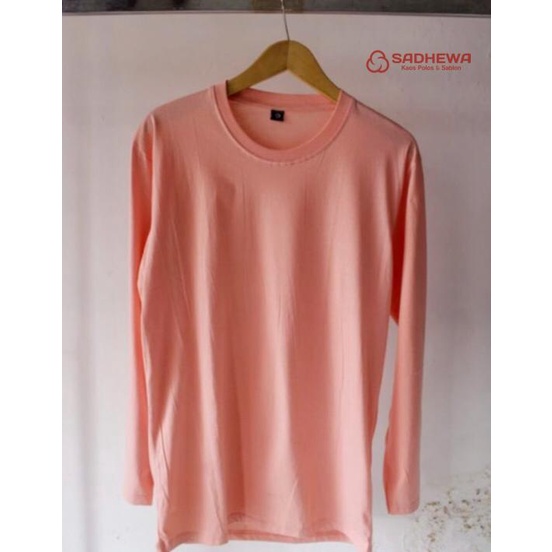 Kaos Polos Cotton Combed 30s Premium Lengan Panjang (Peach - Unisex)