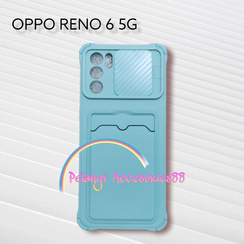 CASE OPPO RENO 6 5G SOFTCASE SLEDING WARNA WARNI SLOT CARD