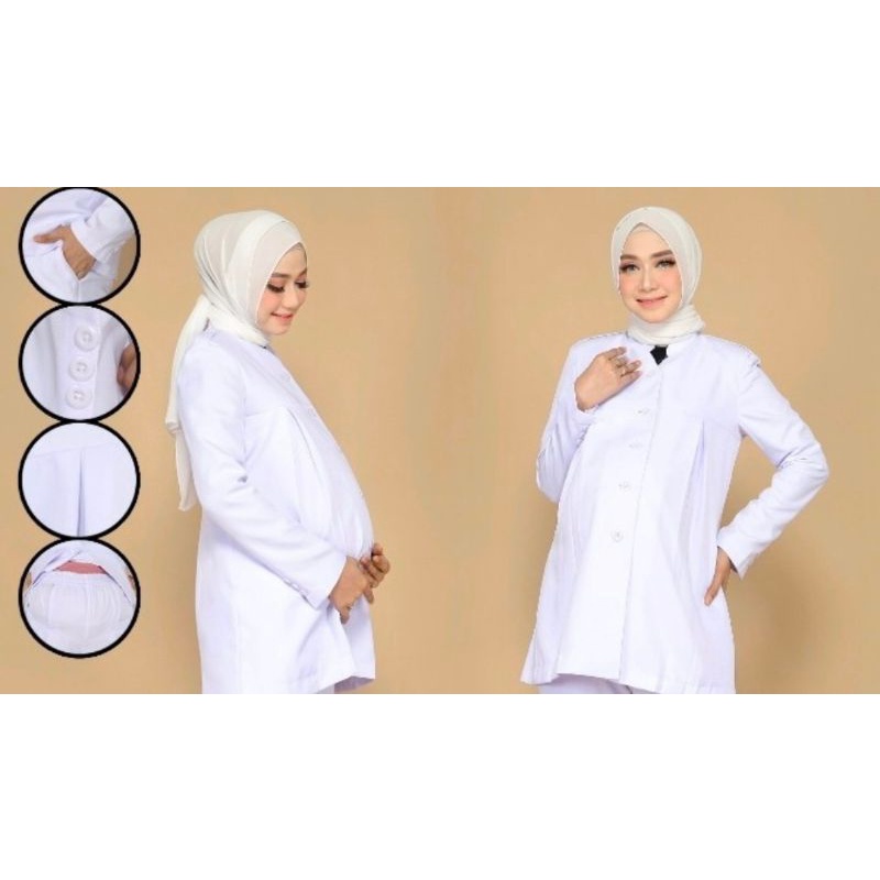 SERAGAM.KERJA.HAMIL. ATASAN WARNA.PUTIH