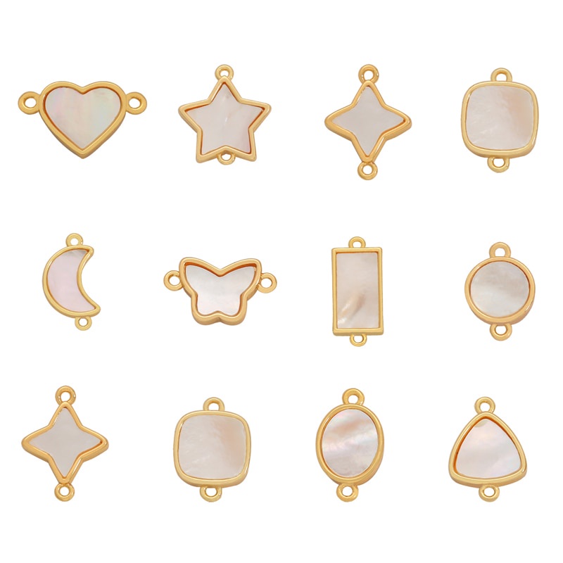 1pc 18k Gold Heart Butterfly Star Moon DIY Charm Pendants Connectors Dangle Earring Necklace Making Wholesale Plated