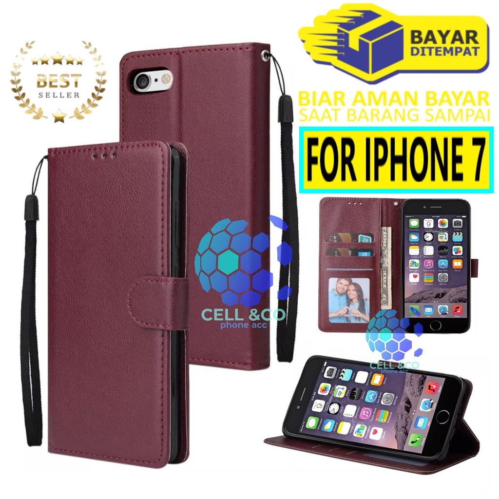 Flip cover IPHONE 7 Flip case buka tutup kesing hp casing hp flip case leather wallet