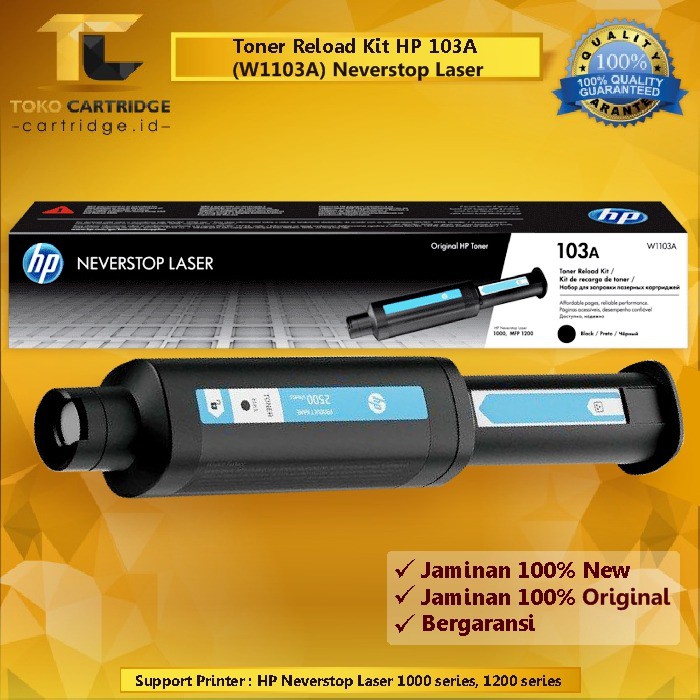 Refill toner HP 103A Black reload kit W1103A ORI Printer laser Neverstop 1000a 1000w 1200a 1200w