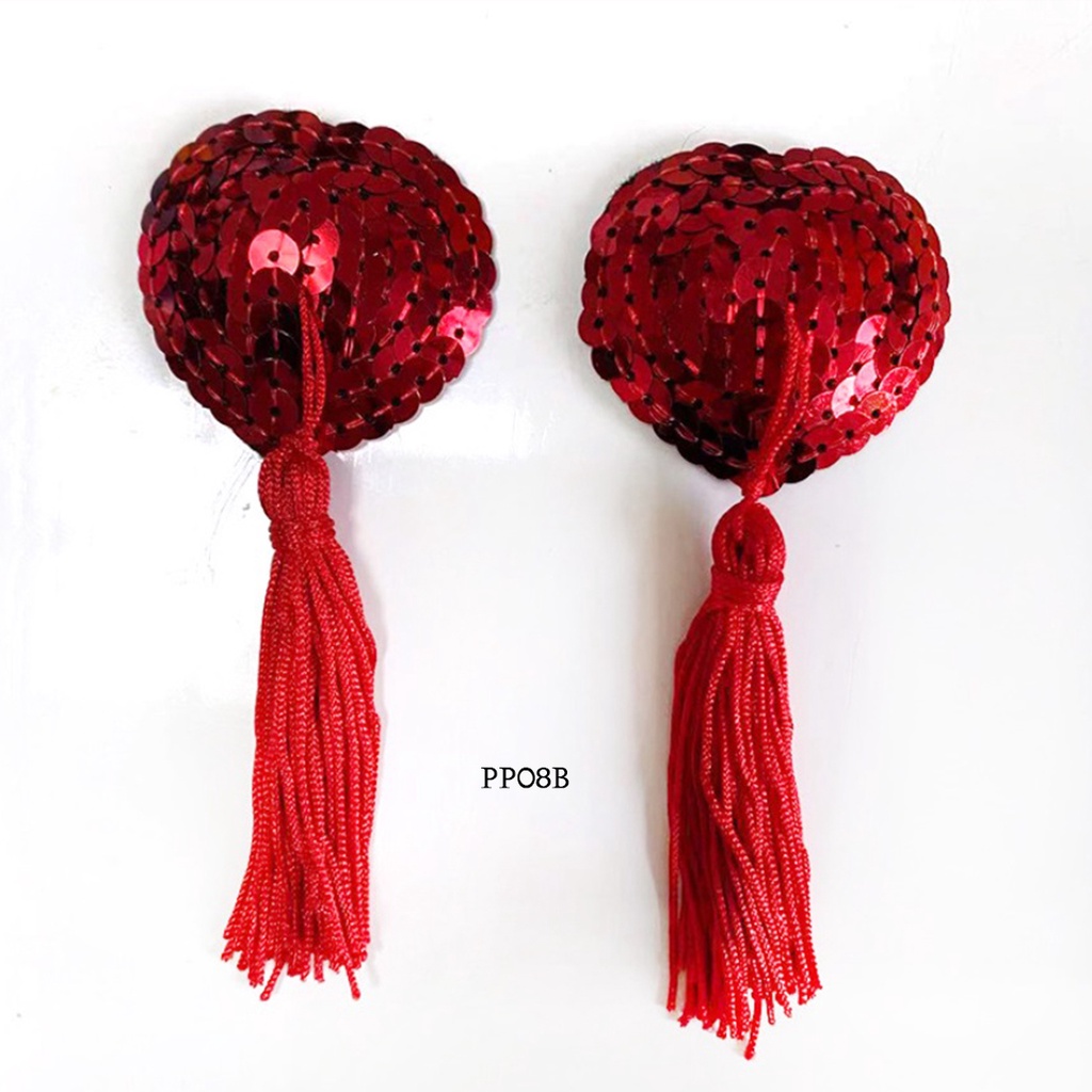 [PRODUK TERLARIS] COVER NIPPLE SEQUIN TASSEL PENUTUP PUTING RUMBAI COVER PUTING MURAH MERAH PP08B