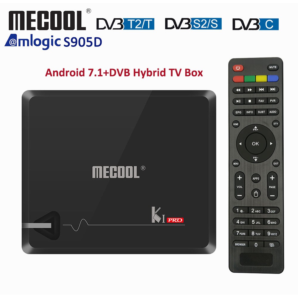 Gratis ongkir DDR4 Mecool KI PRO Smart TV Box With DVB T2 DVB S2 Android TV Box Amlogic S905D Dual