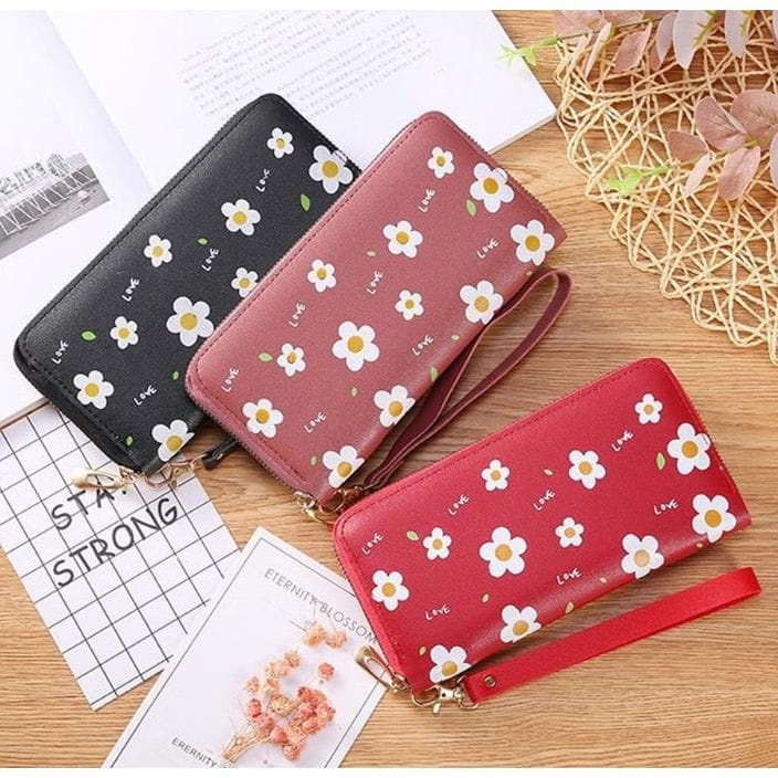 (COD) Dompet Panjang Wanita Motif Bunga Daisy Style Dompet Wanita Kualitas Import MALL SHOPPING