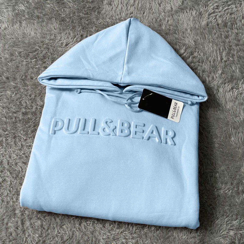Sweater Hoodie Pull and Bear Jaket Pullover Sablon Embossed Font Timbul Hodie
