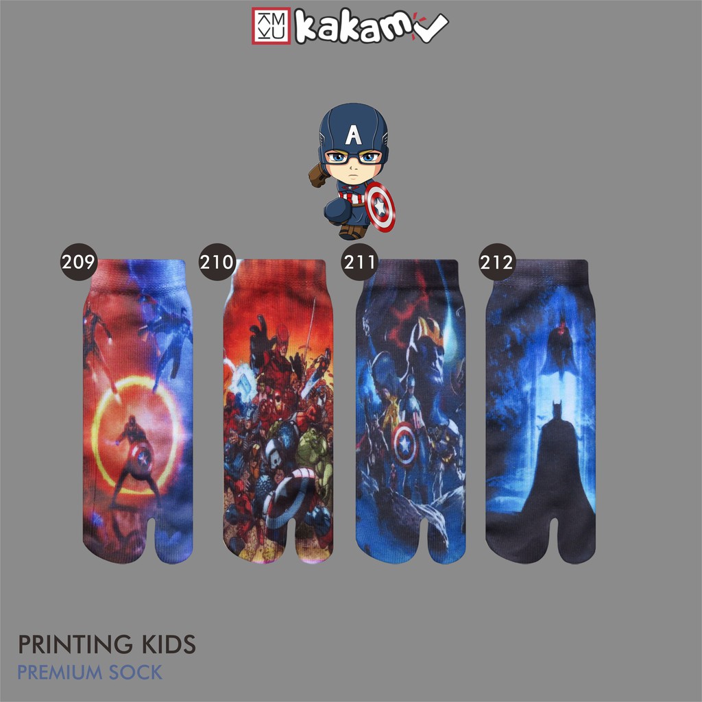 Kakamu Kaos Kaki Jempol Anak Printing Karakter Batman, Spiderman, Captain America, Iron Man 11