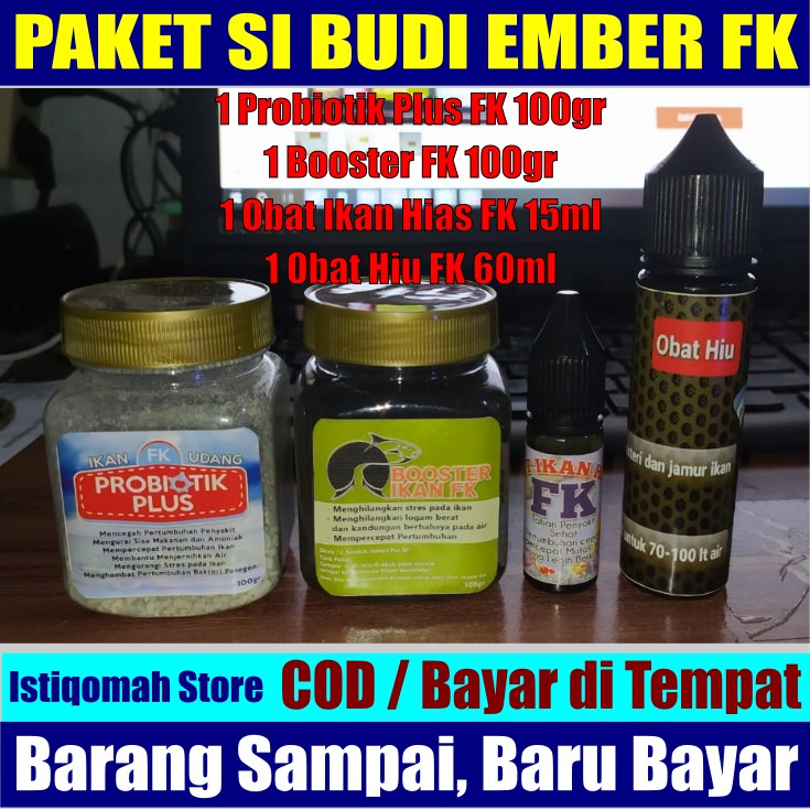 PROMO COD Paket Si Budi Ember FK 4 Produk (Probiotik Plus, Booster FK, Obat Ikan dan Obat Hiu FK)