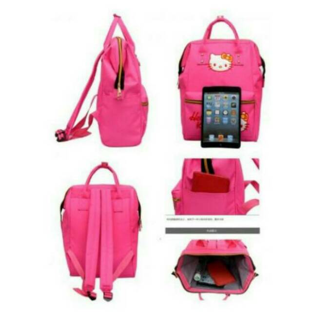 Tas Ransel 2 in 1 Hellokitty Bordir fashion design/Tas Kampus/Tas Laptop/Backpack/