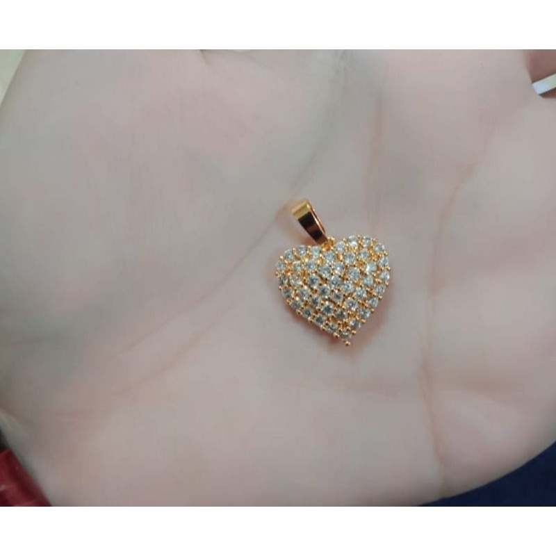 liontin love permata full berlapis emas