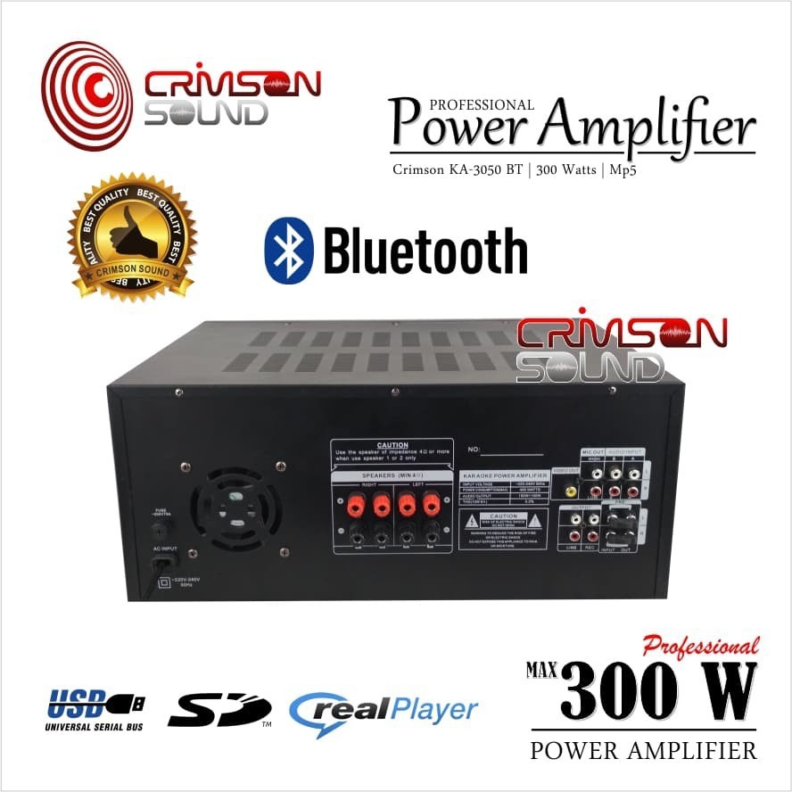 POWER AMPLIFIER BLUETOOTH EQUALIZER Mp5 300 Watts CRIMSON KA-3050