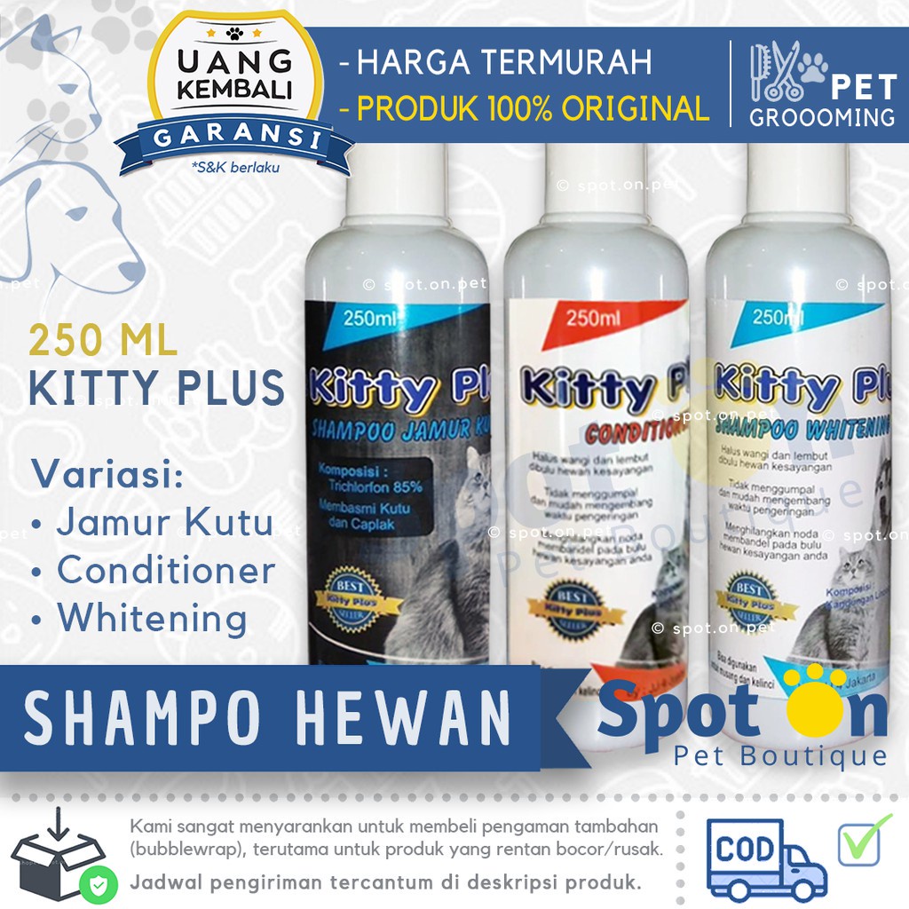 Shampo Jamur Kutu / Whitening / Conditioner 250ml Kucing Anjing Kelinci | Shampoo Hewan Kitty Plus