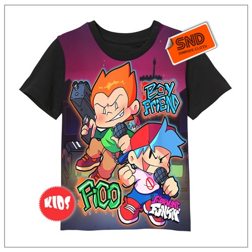 Kaos Anak Game Friday Night Funkin Baju Anak FNF Umur 1 12 Tahun 11 SBL - Anime Pakaian Anak Laki La
