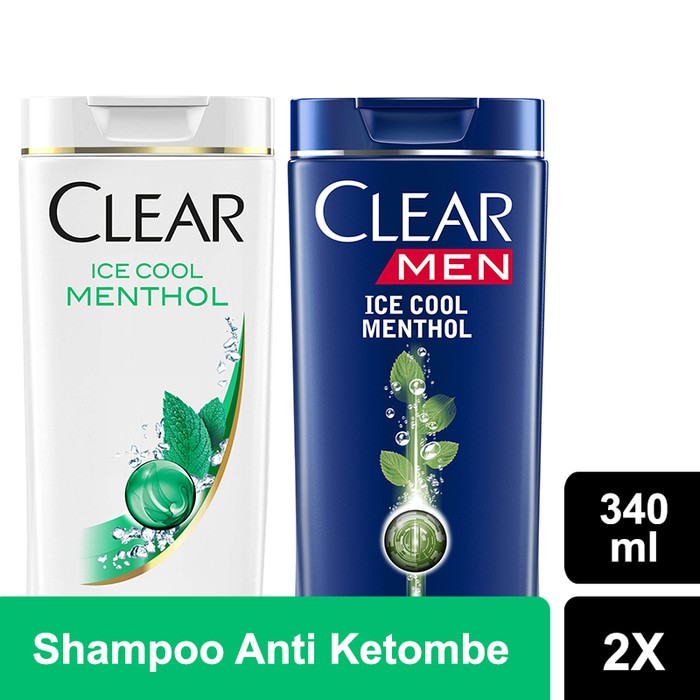 Clear Shampoo & Clear Men Ice Cool Menthol 340ml Unilever