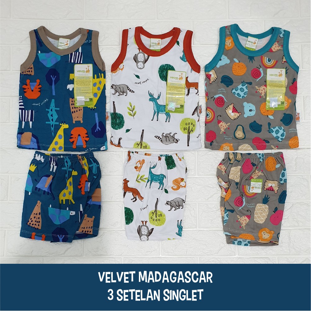 Velvet Junior Paket 3 Setelan Singlet / Kutung