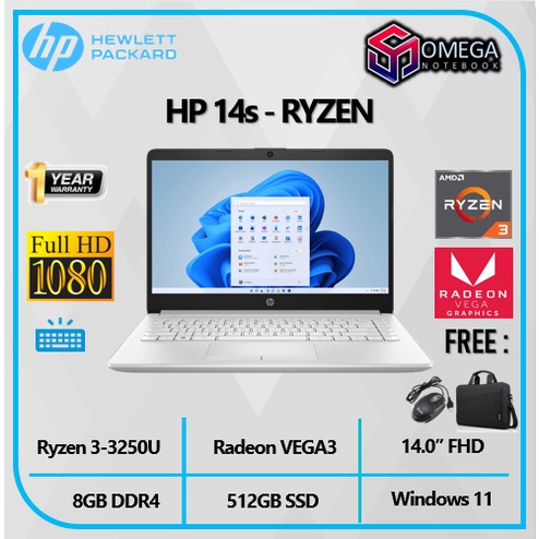 LAPTOP HP 14s RYZEN 3 3250 8GB 512SSD VEGA3 W11 14.0&quot;FHD IPS