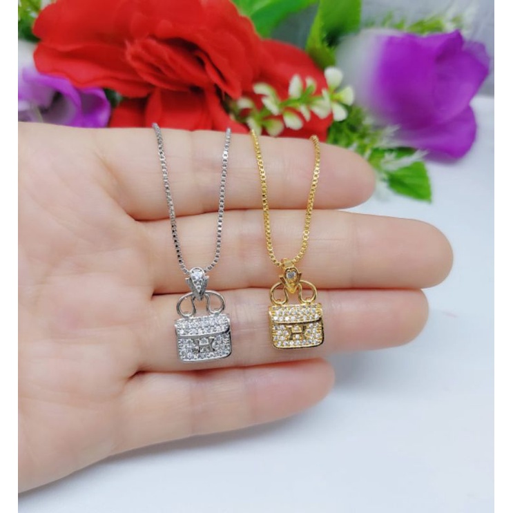 Set kalung+liontin kotak xuping permata lapis emas 19k H001.C001