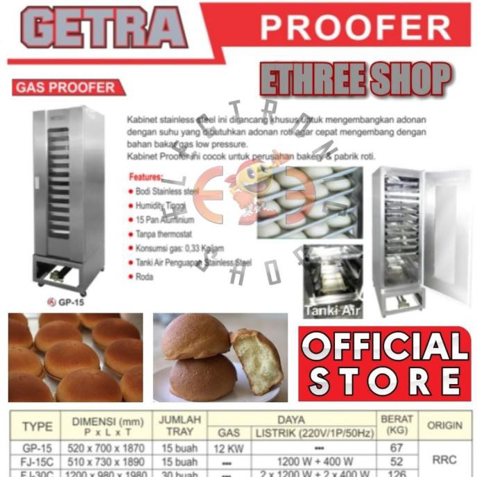 GETRA GAS PROOFER - GP15 - MESIN PENGEMBANG ADONAN ROTI - MURAH