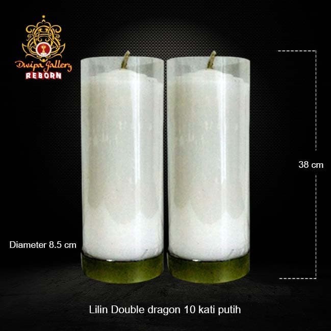 Lilin/Candle Puja Sembahyang Pilar Double Dragon 10 Kati Putih
