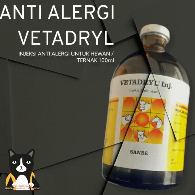 Vetadryl 100ml Obat Hewan / Ternak VETADRYL Injeksi Antihistamin Anti