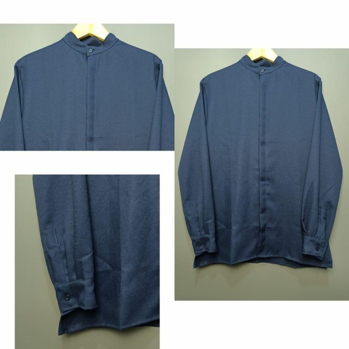 TOKOJOSANA /BAJU KOKO CASUAL TIN/KEMEJA KOKO PRIA DEWASA /KOREA STYLE - Navy, XXL/ KOKO CASUA