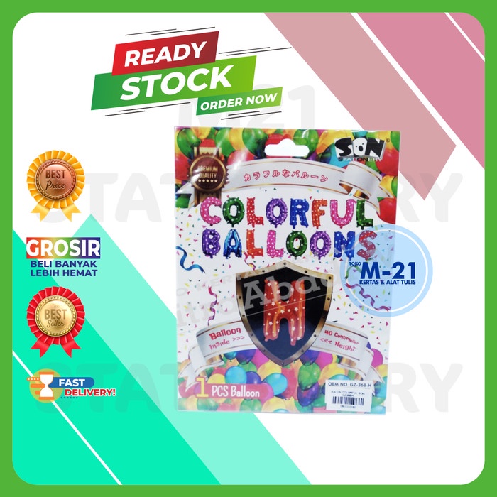 

BALON HURUF H WARNA ORANGE MOTIF BINTANG