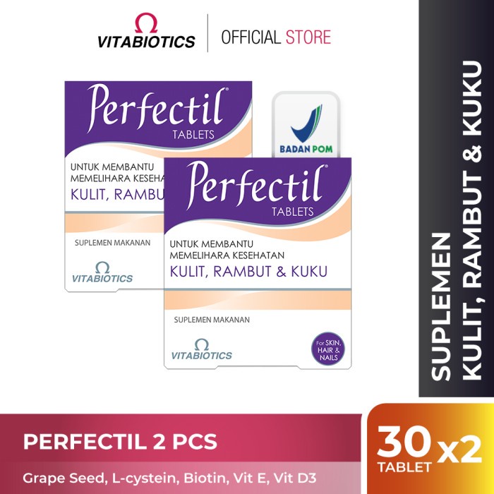 RAMBUT-VITAMIN-SUPLEMEN- VITABIOTICS PERFECTIL 2 PCS VITAMIN KECANTIKAN KULIT DAN RAMBUT -SUPLEMEN-