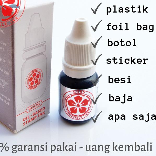 

♀ Tinta stempel permanen expired date - kode produksi ke plastik kemasan, foil bag, sticker | Nobu Ink ◄