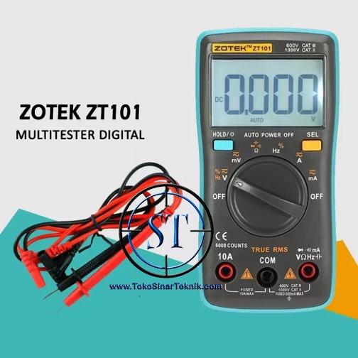 Multimeter Digital ZOTEK ZT101 Avometer Multitester AC DC Auto Range Voltage Current Ohm LED Backlight ZT-101