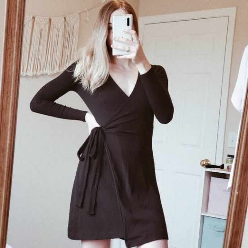 urban outfitters uo wrap mini ribbed dress