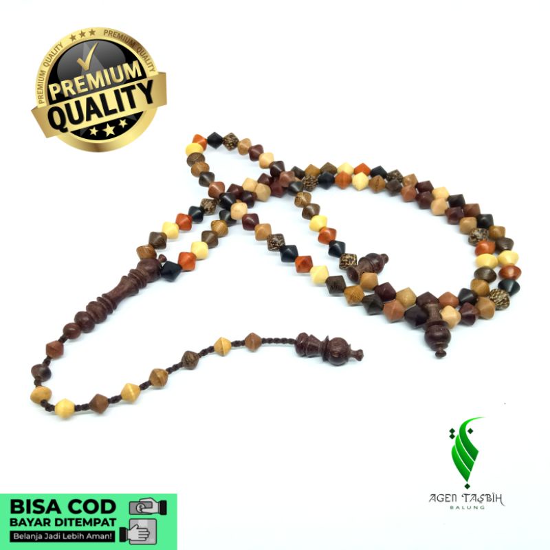 Tasbih Kombinasi 10 Kayu Langka Nusantara  Motif Wajik Size 8mm ORIGINAL!!