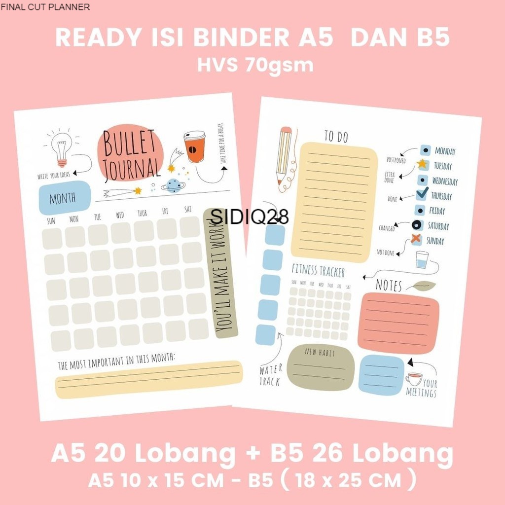 

ISI BINDER / CATATAN HARIAN / Daily Planner Basic By FINAL CUT PLANNER ori Loose Leaf
