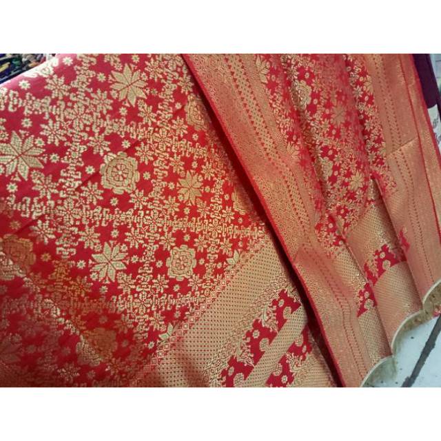 Songket mesin asli Palembang bahan lembut tidak kaku