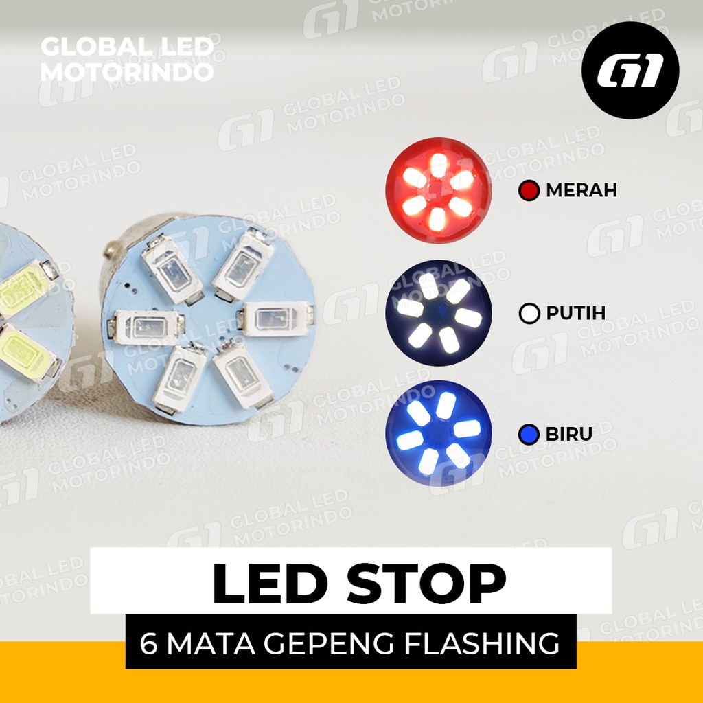 [WERACE] LAMPU LED STOP BAYONET  6 MATA GEPENG FLASHING-1