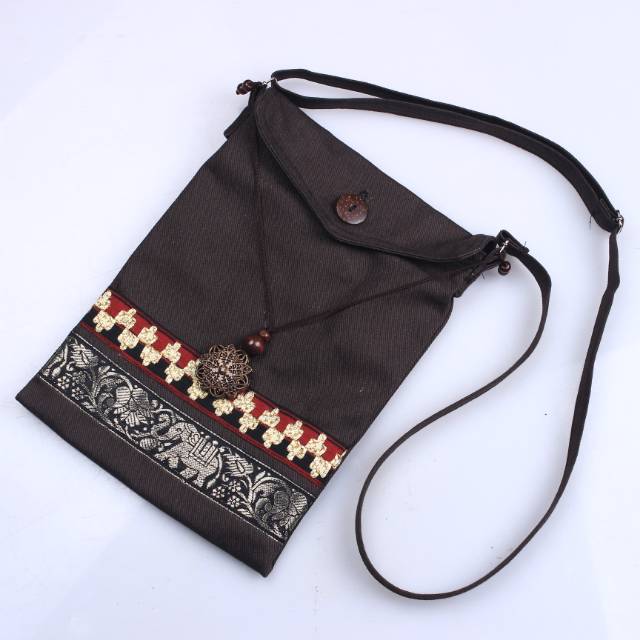 Tas Selempang Tapis | Brown Twill Ethnic Lpg Tipe SB-TBVMA | Slingbag Etnik