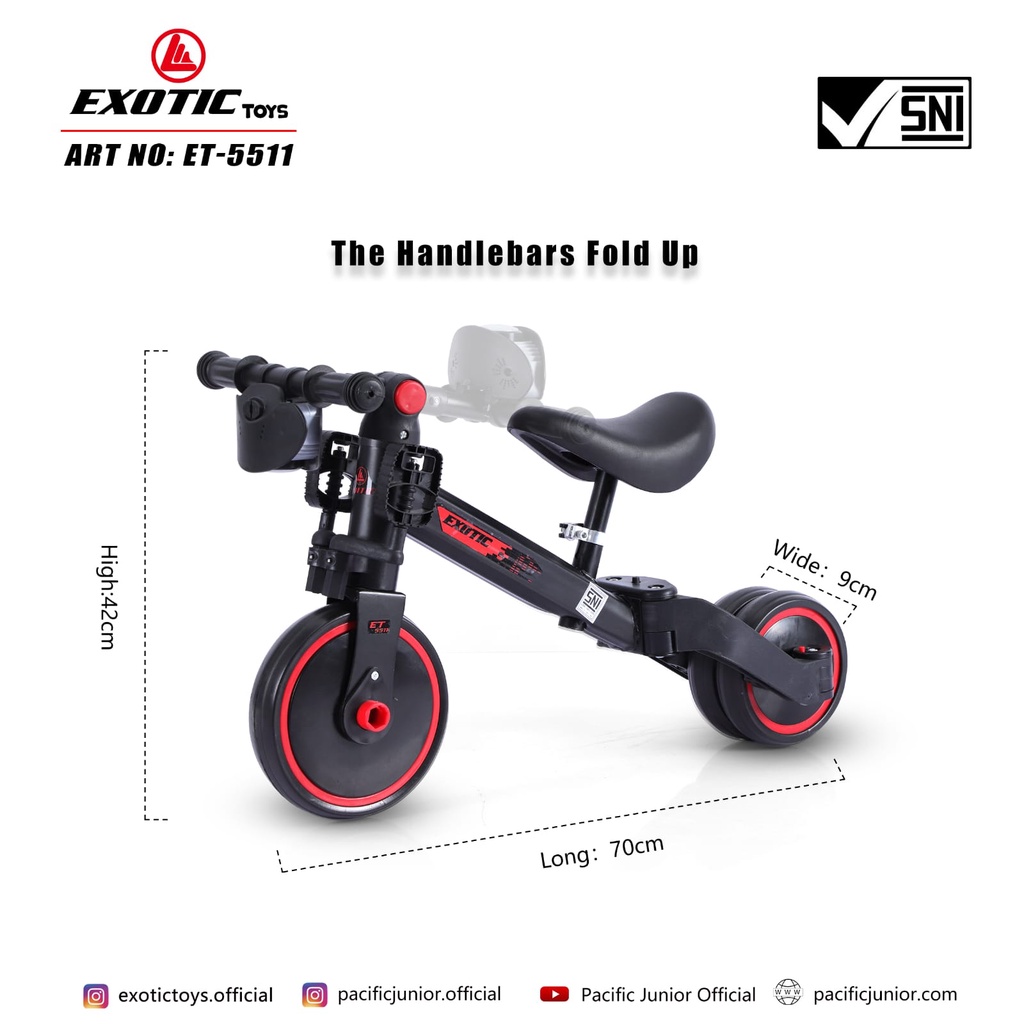 Exotic ET-709 ( 4 in 1 ) BISA JADI BALANCE BIKE PUSH BIKE SEPEDA RODA TIGA ANAK EXOTIC ET 5511