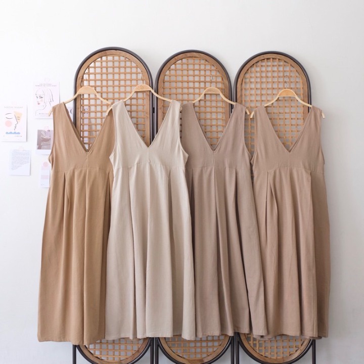 RX FASHION - KEEVA MIDI DRESS XXL TWISTCONE / Overall Linen / Dress Wanita Termurah - NN